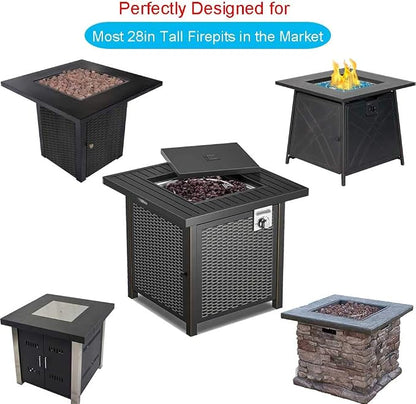 Saking Fire Pit Cover, 28 inch Firepit Covers Square Gas Fireplace Fire Pit Table Cover for Propane Fire Pit- 28 X 28 inch