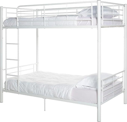 Walker Edison Elodie Urban Industrial Twin Over Twin Metal Bunk Bed, Twin Over Twin, White
