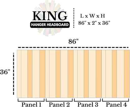 Barn Walls Antique White Headboard, Farmhouse Design, Solid Wood Headboard, Floating Panels, Wall Mount, Adjustable Height, Easy Assembly, King Size