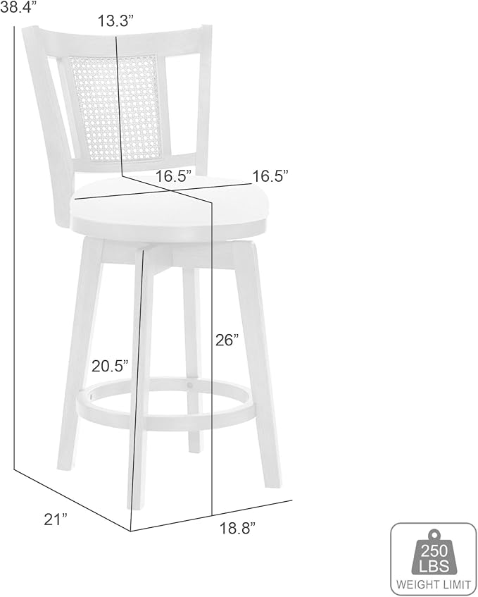Armen Living Isla 26 in. Amber Glow Counter Height Rubberwood Swivel Barstool with Ivory Fabric Seat