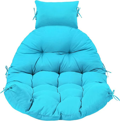 Tudomro Waterproof Egg Chair Cushion with Pillow Filling 2.58 kg Replacement Rocking Wicker Chair Cushion 48" x 32" High Back Hanging Swing Hammock Pad Thicken for Outdoor Patio Garden(Lake Blue)
