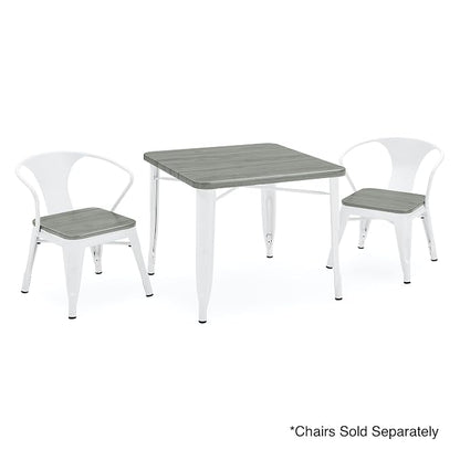 Delta Children Bistro Kids Play Table - Ideal for Arts & Crafts, Snack Time, Homeschooling, Homework & More, White Metal/Grey Barnboard