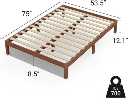 LIFEMENT Full Bed Frame Classic Wood Platform, Noise Free, Under Bed Storage, No Box Spring Needed, Easy Assembly, Natural Walnut