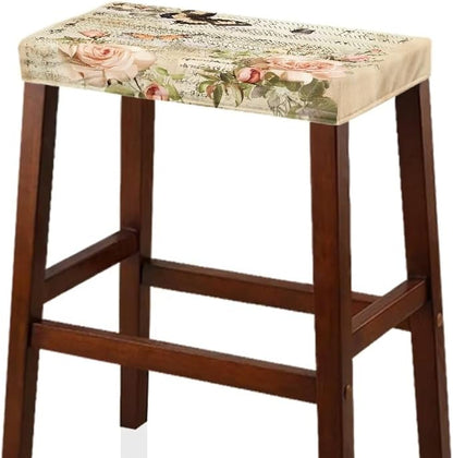 Retro Rose Butterfly Bar Stool Seat Covers Rectangle Stool Covers 2pcs Bench Covers Slipcover Rectangle Stretch Counter Height Bar Stools Slipcovers Counter Stool Covers Saddle Seat Cover
