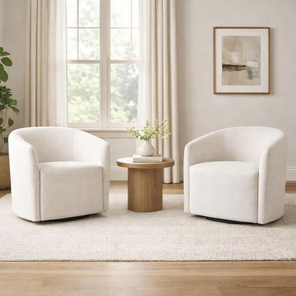 HomePop 360° Swivel Barrel Accent Chair - Putty Woven Fabric