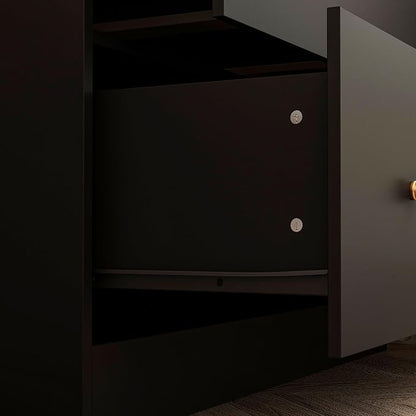 Homsee Wardrobe Armoire Wooden Closet with Mirror, 2 Doors, 2 Drawers, 4 Open Storage Cubes and Hanging Rod for Bedroom, Black (35.5”L x 15.8”W x 70.8”H)