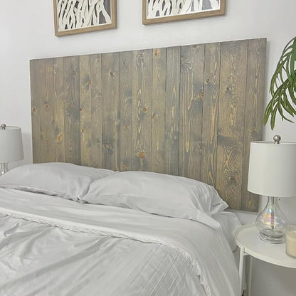Barn Walls Solid Wood Headboard Gray Fog Oil-Based Finish with Smooth Natural Wood Grain, Wall-Mounted Panels, Adjustable Height, Rustic Coastal Bedroom, Built to Last, California King Size Head Board