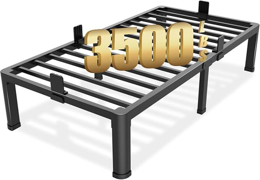 Yitong Angel 14 inch Twin XL Bed Frame with Round Corner Legs Mattress Slide Stopper,3500 lbs Heavy Duty Metal Platform,No Box Spring Needed,Easy Assembly,Noise Free