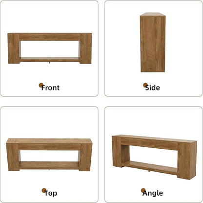 Epecoya 86-Inch Extra Long Console Table for Entryway, Farmhouse Sofa Table Behind Couch Wooden, 2-Tier Entry Console Tables with Storage for Entrance, Living Room, Natural Oak Brown
