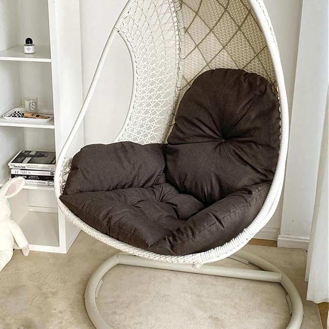 Swing Egg Chair Cushion Thickened Hanging Basket Seat Cushion Washable Hammock Chair Cushions Outdoor Patio Hanging Chairs Cushions Replacement (Only Cushion) (Coffee)