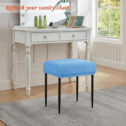 Levoberg Bar Stool Cover Rectangle Stretch Counter Height Barstool Slipcovers Rectangular Vanity Stool Cover Kitchen Counter Saddle Seat Cover for Wooden Metal Bench Set of 4 Blue