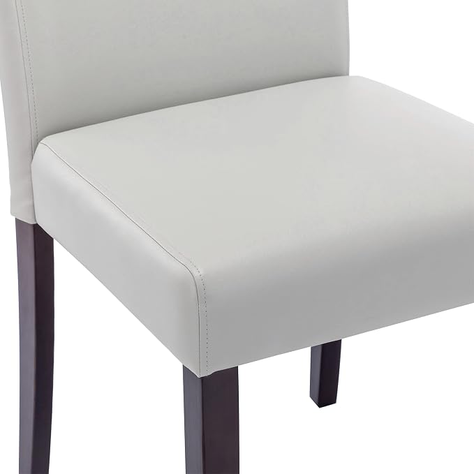 Watson & Whitely Upholstered Dining Chairs, Faux Leather, Set of 4, Grey | Solid Wood Legs, Padded Seat, Low Back, Modern Armless Parsons Chair for Kitchen, Dining Room, Restaurant