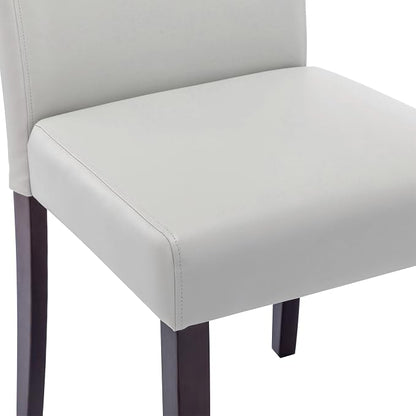 Watson & Whitely Upholstered Dining Chairs, Faux Leather, Set of 4, Grey | Solid Wood Legs, Padded Seat, Low Back, Modern Armless Parsons Chair for Kitchen, Dining Room, Restaurant