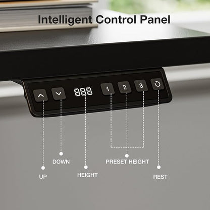 Muvai 59 Inch L Shaped Standing Desk Adjustable Height with Cable Management Tray,Gaming Electric Corner Standing Desk, Sit Stand Computer Table with Reversiable Splice Board, Black
