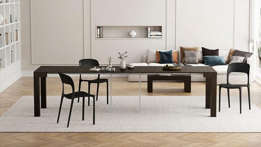 Mobili Fiver, First Extendable Console Table 17.7(120) x35.4 in, Dark Walnut, Made in Italy