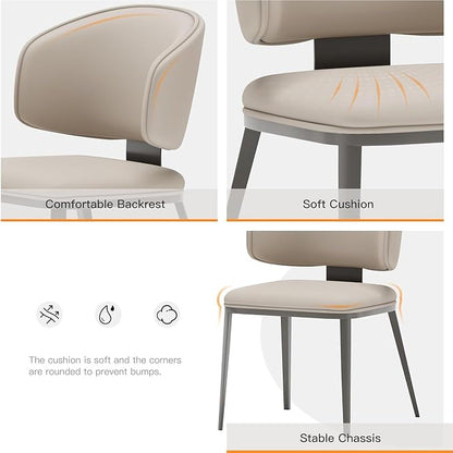 Dining Chairs Modern High Backrest Comfortable, Fashion Upholstered Kitchen Chair Armless Dinner Chair with Metal Legs for All Rooms (Light Grey, Set of 2)