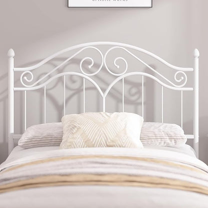 Headboard for Full Size Bed Frame Vintage Platform Bed Metal Headboard Only | Height Adjustable,Sturdy and Stable,Easy Assembly,White