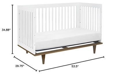 Davinci Marley 3-in-1 Convertible Baby Crib, White Finish & Walnut Legs | GREENGUARD Gold Certified, FSC Certified, Converts to Toddler Bed & Daybed, 4 Adjustable Mattress Heights - Easy Assembly