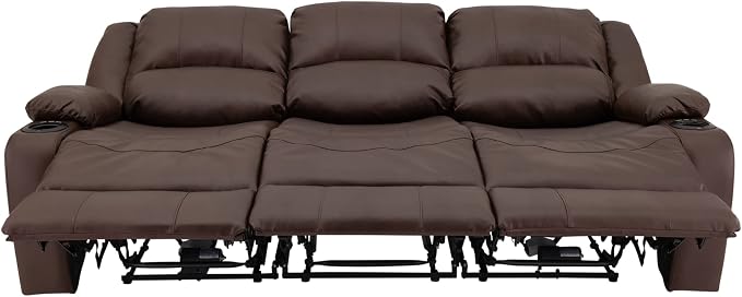 RecPro RV Recliner Charles 80" Powered Triple Wall Hugger | Drop Down Console | RV Furniture with Upgraded 2023 Fabric (Mahogany)