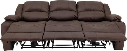 RecPro RV Recliner Charles 80" Powered Triple Wall Hugger | Drop Down Console | RV Furniture with Upgraded 2023 Fabric (Mahogany)