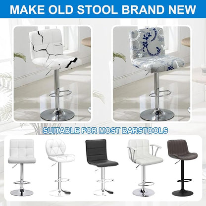 Levoberg Bar Stools Cover Set of 2 Printed Armless Swivel Barstools Slipcovers with Backs Stretch Square Counter Height Bar Stools Covers Mid Low Back Chair Cover for Kitchen Dining Room Bar #13
