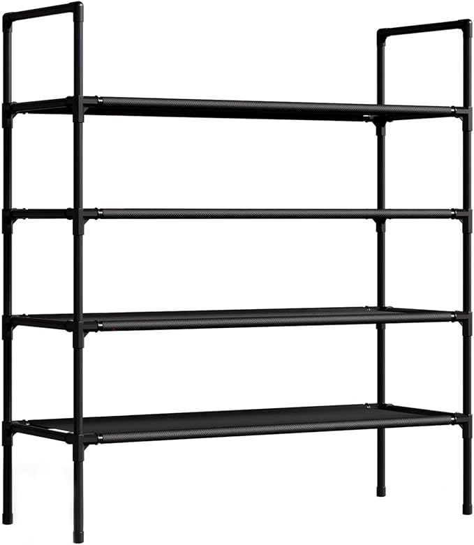 Multi Tier Shoe Rack for Closet Metal Wide Shoe Storage Organizer Oxford Fabric Cover Shoe Shelf for Entryway, Bedroom, Floor, Closet, Porch, Dorm, Living Room