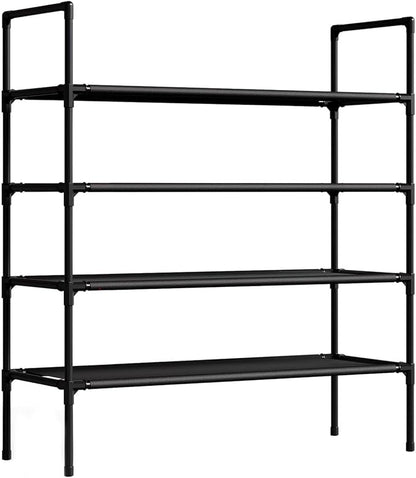 Multi Tier Shoe Rack for Closet Metal Wide Shoe Storage Organizer Oxford Fabric Cover Shoe Shelf for Entryway, Bedroom, Floor, Closet, Porch, Dorm, Living Room