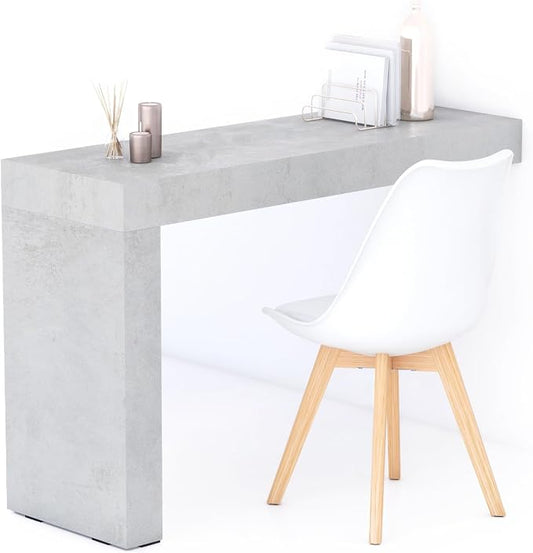 Mobili Fiver, Evolution Desk 47.2 x 15.7 in, Concrete Effect, Grey with One Leg, Made in Italy