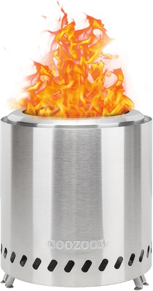 Portable Table Top Fire Pit with Stand, 8.6" Stainless Steel Mini Outdoor Low Smoke Burning Tabletop Firepit Fueled by Pellets or Wood, for Outside Camping