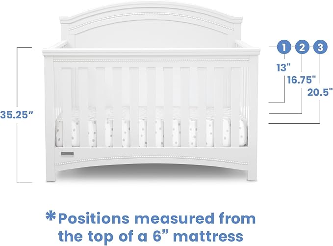 Simmons Kids SlumberTime Emma 4-in-1 Convertible Baby Crib N More - Greenguard Gold Certified, Bianca White