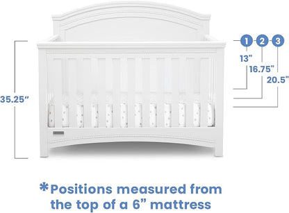 Simmons Kids SlumberTime Emma 4-in-1 Convertible Baby Crib N More - Greenguard Gold Certified, Bianca White