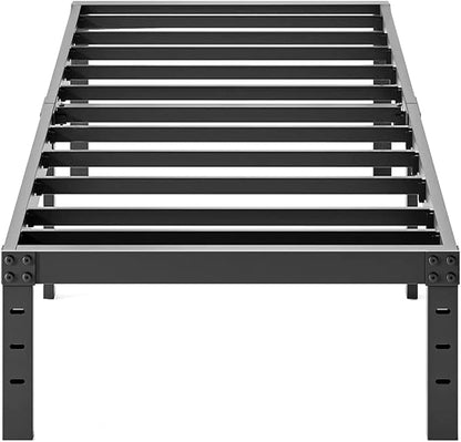 Twin Bed Frame Heavy Duty,18" Black Metal Platform Bed Frame,Sturdy Steel Frame,No Box Spring Needed,Noise-Free,Easy Assembly