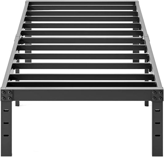Twin Bed Frame Heavy Duty,18" Black Metal Platform Bed Frame,Sturdy Steel Frame,No Box Spring Needed,Noise-Free,Easy Assembly