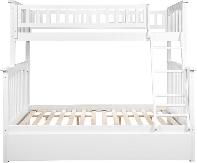 AFI, Columbia Ladder Bunk Bed Twin Over Full with Twin Trundle, White