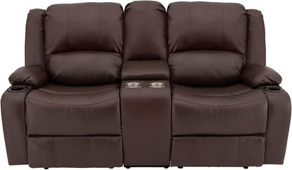 RecPro Charles RV Double Recliner Sofa | 70" | Mahogany