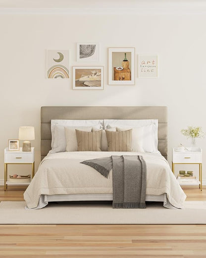 Night Stand, 3-Tier Bed Side Table, Small End Table, Nightstand with Open Shelf and Drawer, Bedside Table for Bedroom, Living Room, White