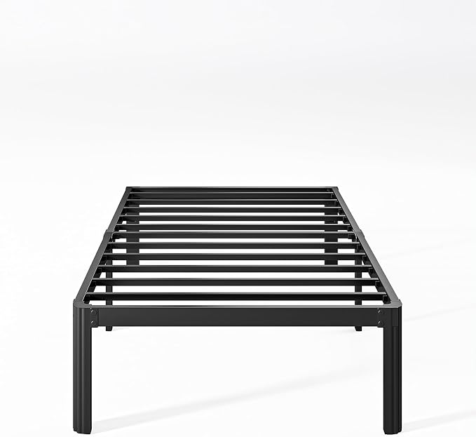 14 Inch High Platform Twin Bed Frame No Box Spring Needed, Metal Bed Frame Twin, Noise Free, Easy Assembly, Heavy Duty, Black