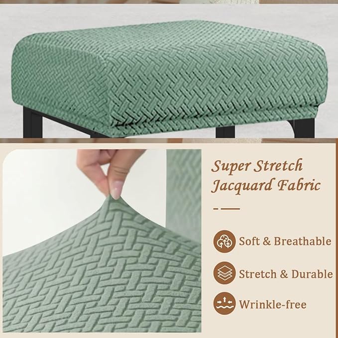 Levoberg Bar Stool Cover Rectangle Stretch Counter Height Barstool Slipcovers Rectangular Vanity Stool Cover Kitchen Counter Saddle Seat Cover for Wooden Metal Bench Set of 2 Cyan