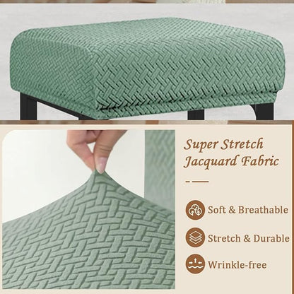 Levoberg Bar Stool Cover Rectangle Stretch Counter Height Barstool Slipcovers Rectangular Vanity Stool Cover Kitchen Counter Saddle Seat Cover for Wooden Metal Bench Set of 2 Cyan