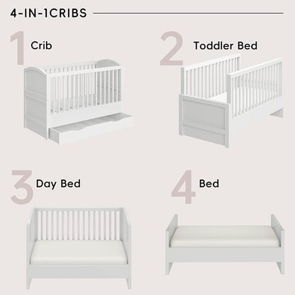 4-in-1 Convertible Crib, Converts to Toddler Bed and Full Bed