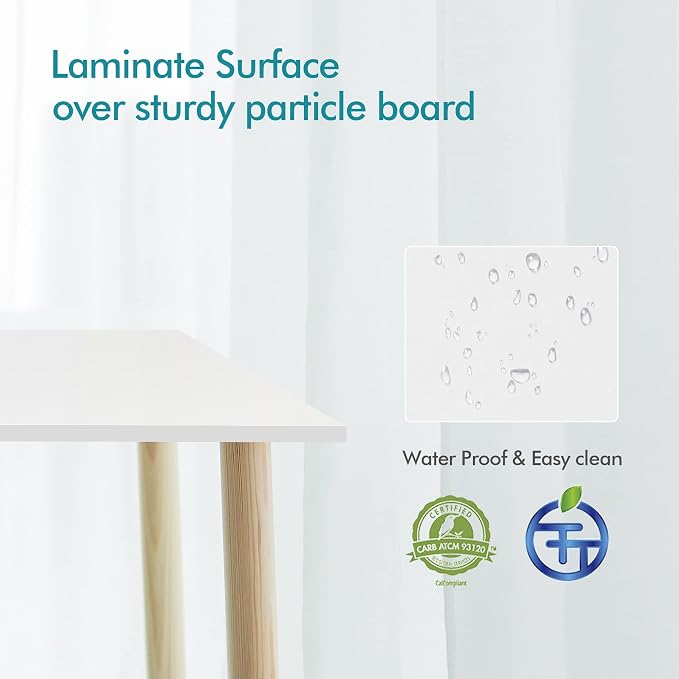 Kaboon 45.67"x23.62" White Table Top, Solid One-Piece Desktop, Reversible Melamine Countertop, Double Desks, L-Desk DIY