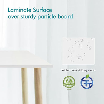 Kaboon 45.67"x23.62" White Table Top, Solid One-Piece Desktop, Reversible Melamine Countertop, Double Desks, L-Desk DIY