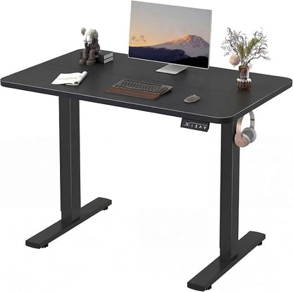Furmax Electric Height Adjustable Standing Desk Large 40 x 24 Inches Sit Stand up Desk Home Office Computer Desk Memory Preset with T-Shaped Metal Bracket, Black