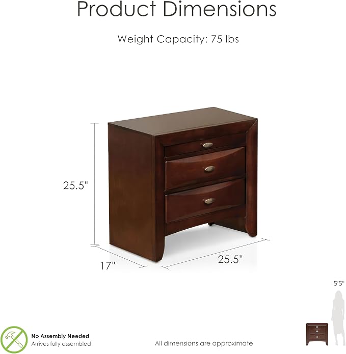 Furniture of America Darius Transitional Solid Wood 3-Piece Queen Platform Bedroom Set with Drawers, Bookcase Headboard and Knob Pulls, Mattress Ready, Dark Cherry