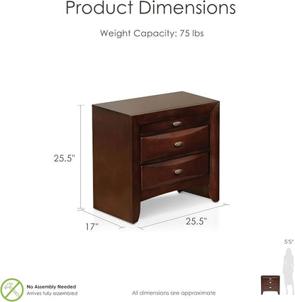 Furniture of America Darius Transitional Solid Wood 3-Piece Queen Platform Bedroom Set with Drawers, Bookcase Headboard and Knob Pulls, Mattress Ready, Dark Cherry