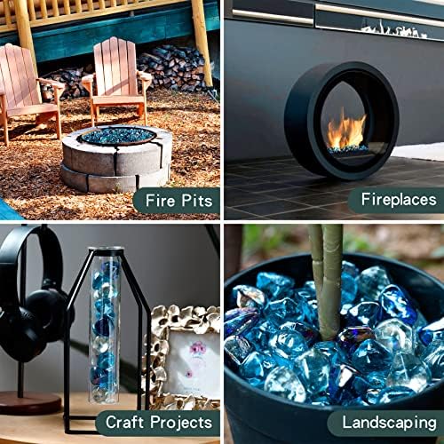 Onlyfire 10 lbs Fire Glass Diamonds 1 Inch, Reflective Fire Pit Glass Rocks