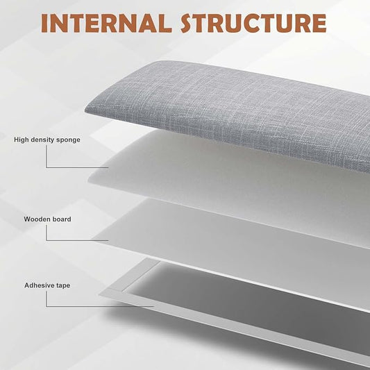 IFNOW Upholstered Wall Mounted Headboard, 3D Soundproof Wall Panels Peel and Stick for King Size, Reusable and Removable Tufted Bed Headboard in Light Grey (12 Panels, 10" x 24")