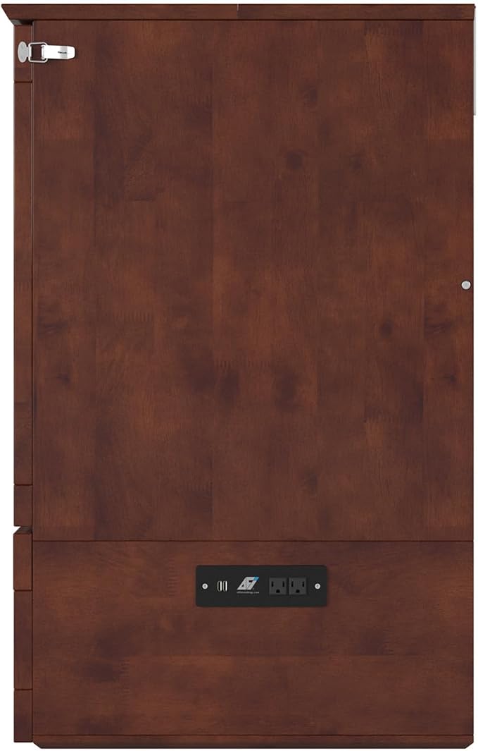 AFI, Southampton Murphy Bed Chest Full with 6" Mattress, Built-in USB Charger & Storage Drawer, Walnut