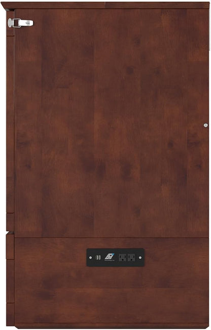 AFI, Southampton Murphy Bed Chest Full with 6" Mattress, Built-in USB Charger & Storage Drawer, Walnut