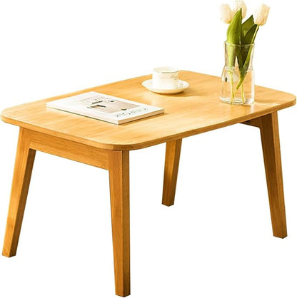 Baveke Folding Coffee Table- Foldable Floor Tables, Mid Century Coffee Table for Living Room, Small Coffee Tables Solid Wood Japanese Low Table for Sitting on Floor, No Assembly, 31.5''-Natural